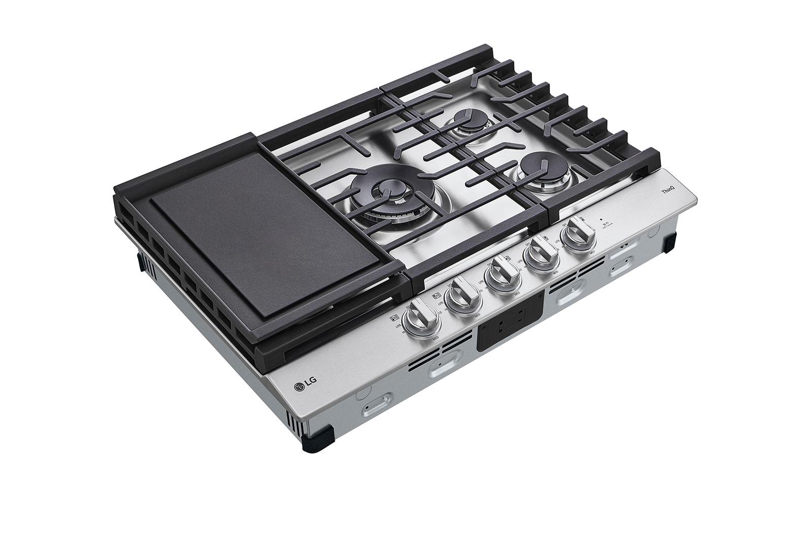 Lg CBGJ3027S 30" Smart Gas Cooktop With Ultraheat™ 22K Btu Dual Burner And Led Knobs