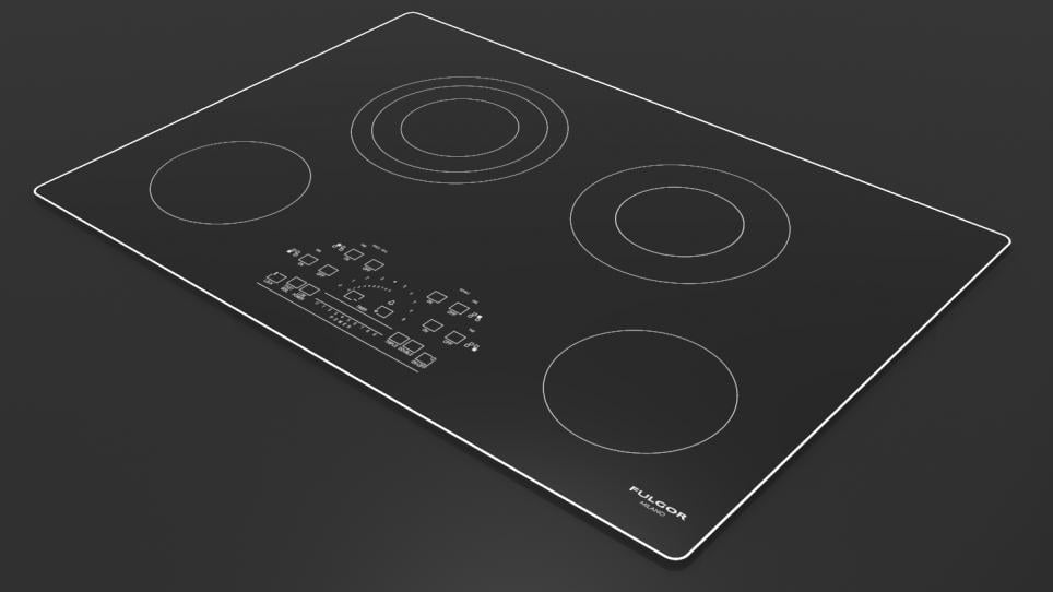 Fulgor Milano F6RT30S2 30" Radiant Cooktop With Brushed Aluminum Trim - Black Glass
