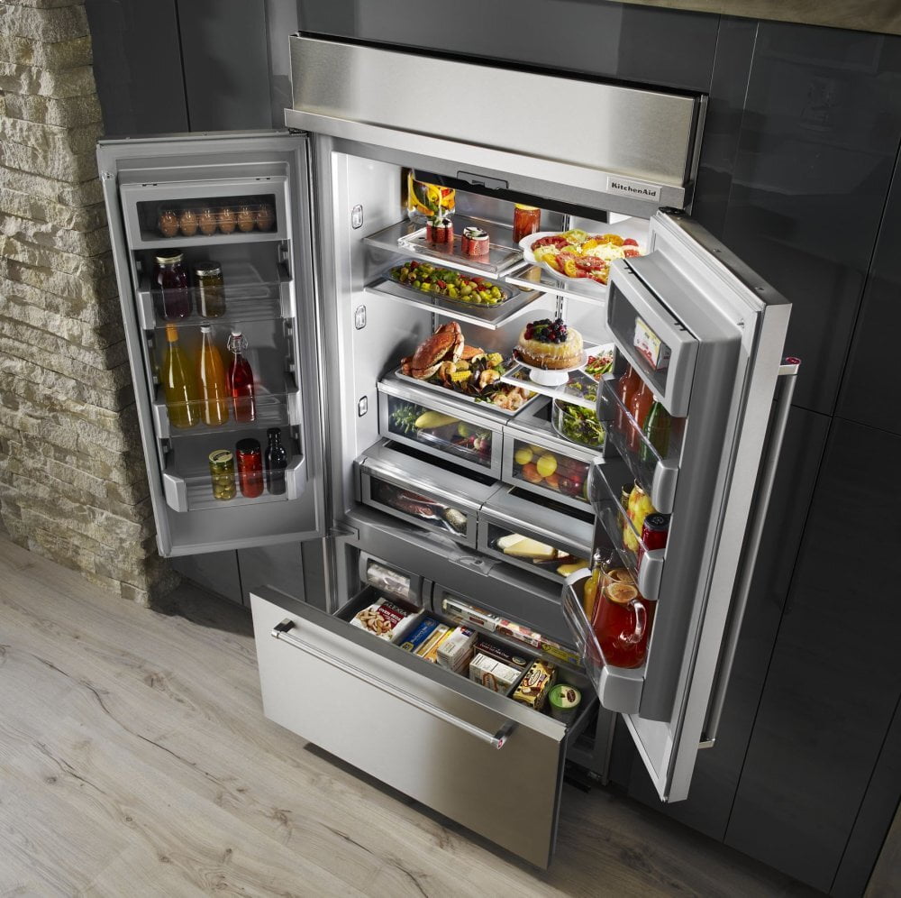 Kitchenaid KBFN502ESS 24.2 Cu. Ft. 42" Width Built-In Stainless French Door Refrigerator With Platinum Interior Design - Stainless Steel