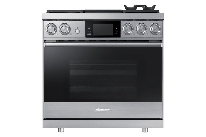 Dacor DOP36M94DAS 36" Pro Dual-Fuel Steam Range, Silver Stainless Steel, Liquid Propane/High Altitude