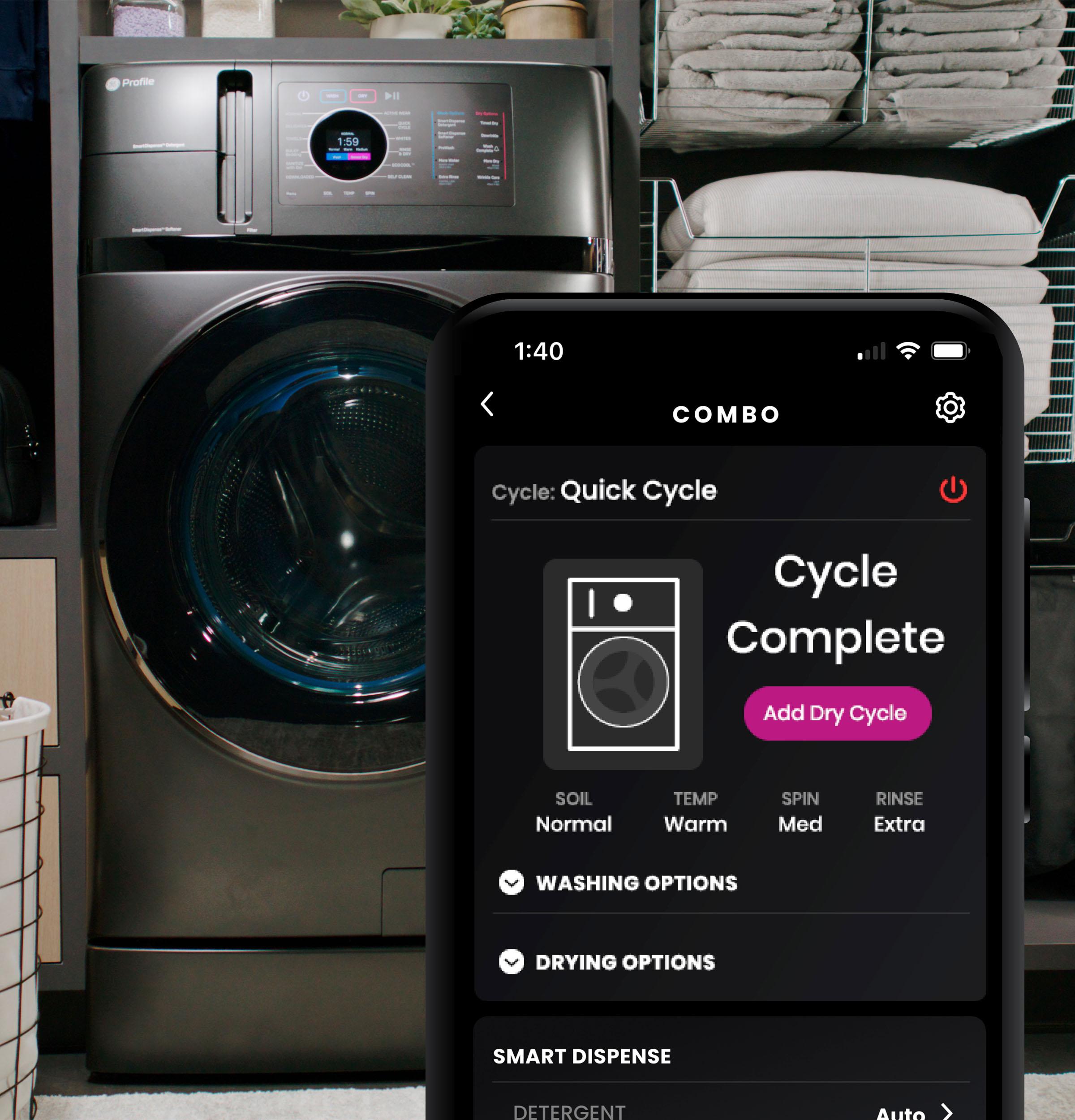 Ge Appliances PFQ97HSPVDS Ge Profile™ 4.8 Cu. Ft. Capacity Ultrafast Combo With Ventless Heat Pump Technology Washer/Dryer