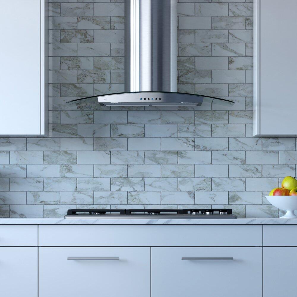 Xo Appliance XOM36GC 36" 600/395 Cfm Wall Chimney Hood Stainless/Glass