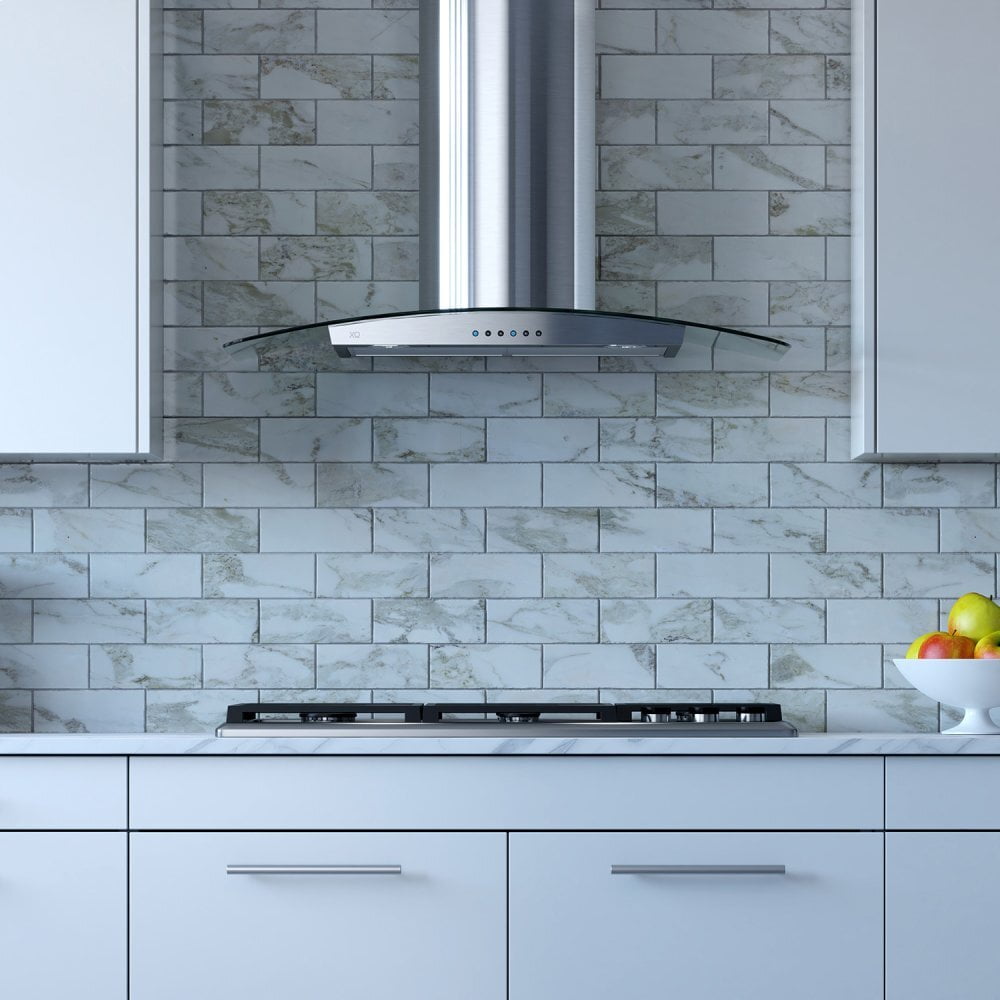 Xo Appliance XOM36G 600 Cfm 36" Arching Glass And Stainless Italian Made Wall Mount Hood