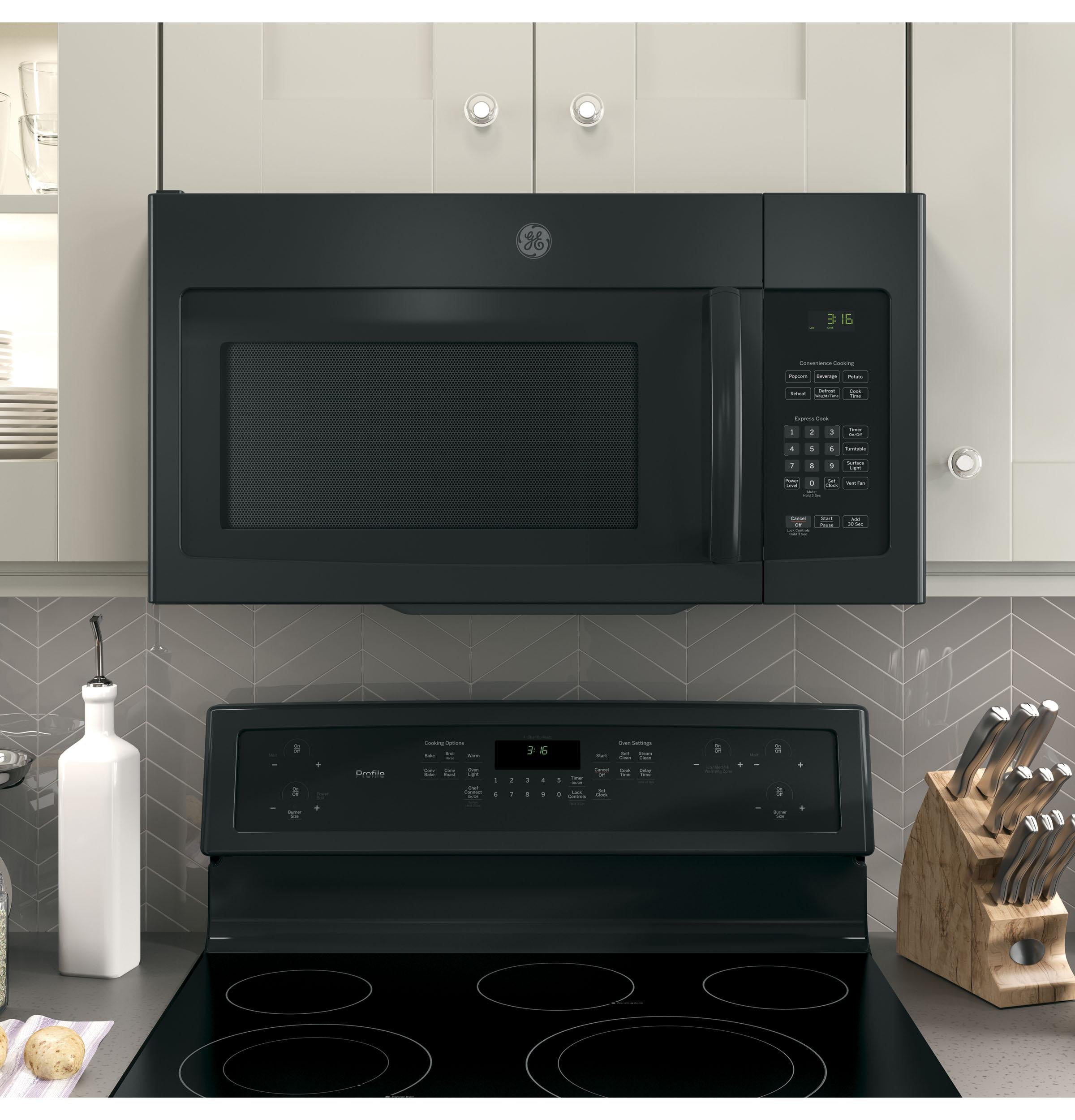 Ge Appliances JNM3163DJBB Ge® 1.6 Cu. Ft. Over-The-Range Microwave Oven With Recirculating Venting