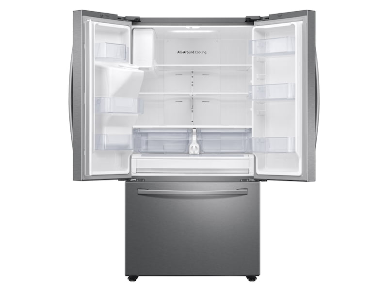 Samsung RF27T5501SR 26.5 Cu. Ft. Large Capacity 3-Door French Door Refrigerator With Family Hub™ And External Water & Ice Dispenser In Stainless Steel