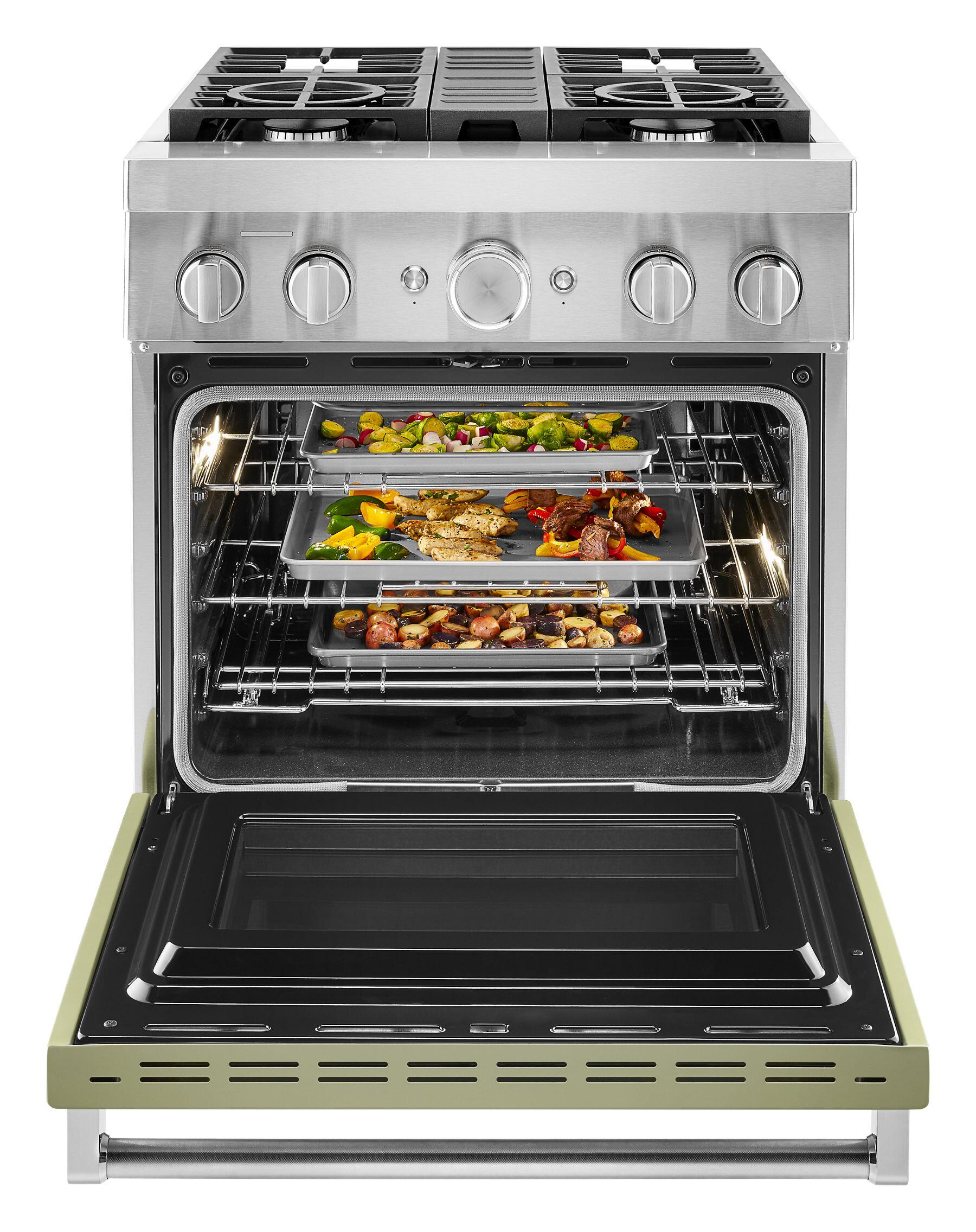Kitchenaid KFDC500JAV Kitchenaid® 30'' Smart Commercial-Style Dual Fuel Range With 4 Burners - Avocado Cream