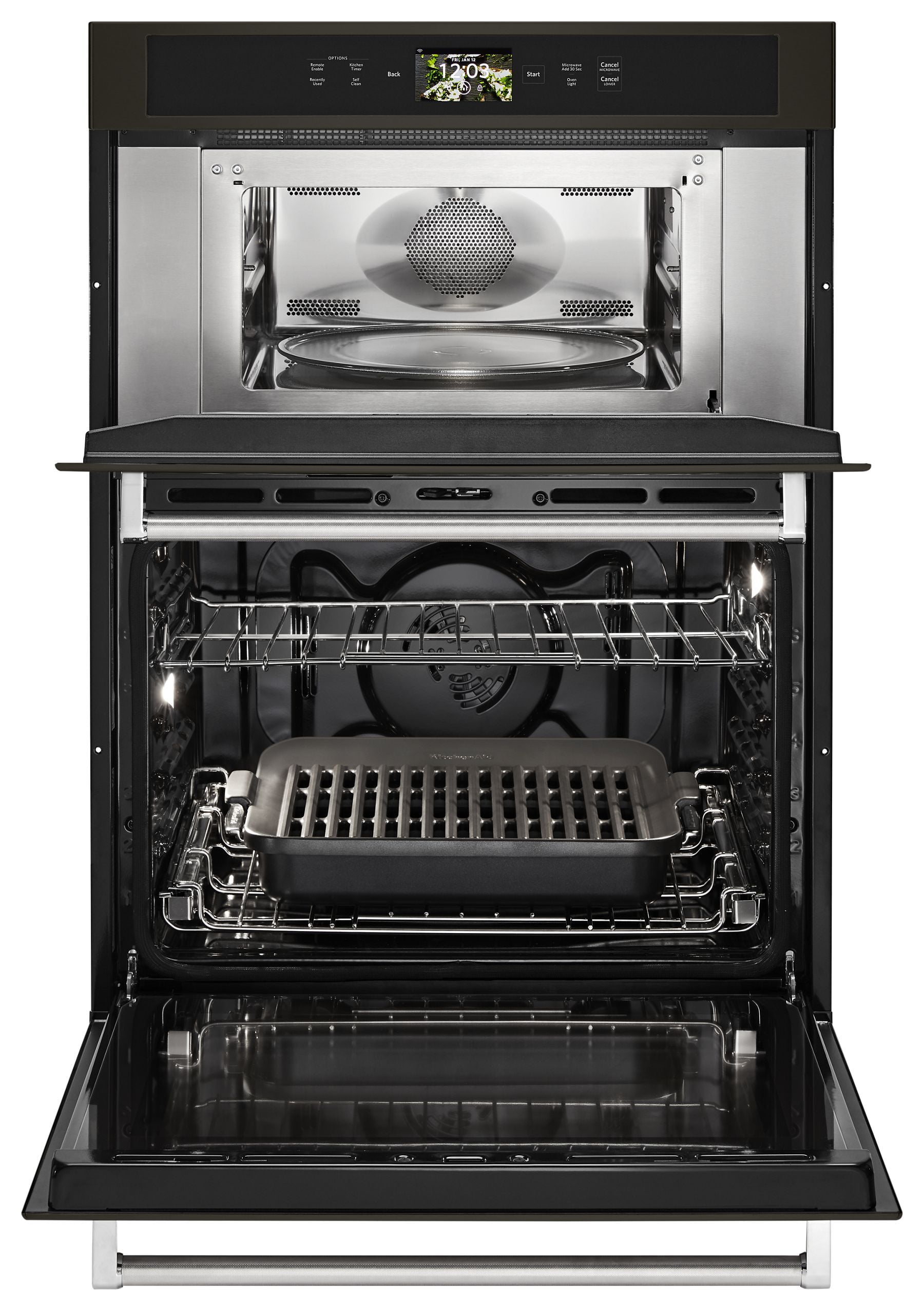 Kitchenaid KOCE900HBS Smart Oven+ 30" Combination Oven With Powered Attachments And Printshield™ Finish - Black Stainless Steel With Printshield™ Finish