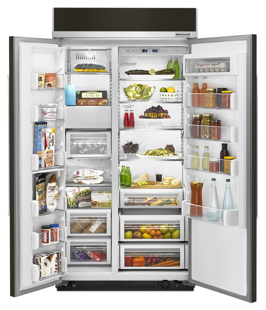 Kitchenaid KBSN602EBS 25.5 Cu. Ft 42-Inch Width Built-In Side By Side Refrigerator With Printshield™ Finish - Black Stainless