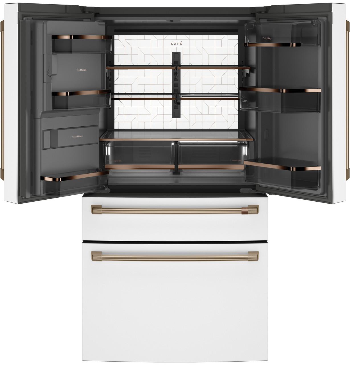 Cafe CXE22DP4PW2 Café™ Energy Star® 22.3 Cu. Ft. Smart Counter-Depth 4-Door French-Door Refrigerator