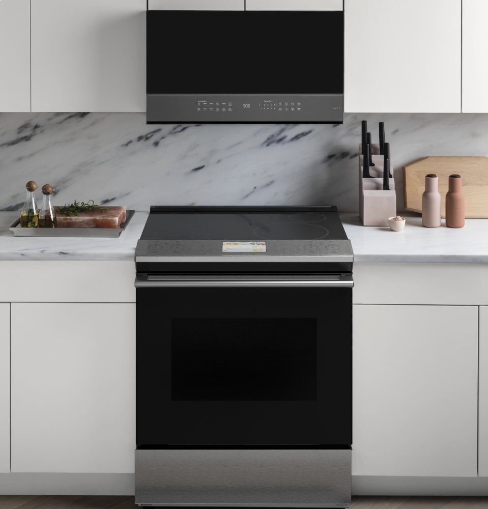 Cafe CHS900M2NS5 Café 30" Smart Slide-In, Front-Control, Induction And Convection Range In Platinum Glass