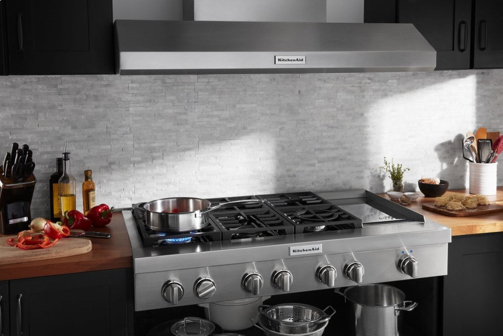 Kitchenaid KCGC558JSS Kitchenaid® 48'' 6-Burner Commercial-Style Gas Rangetop With Griddle - Stainless Steel