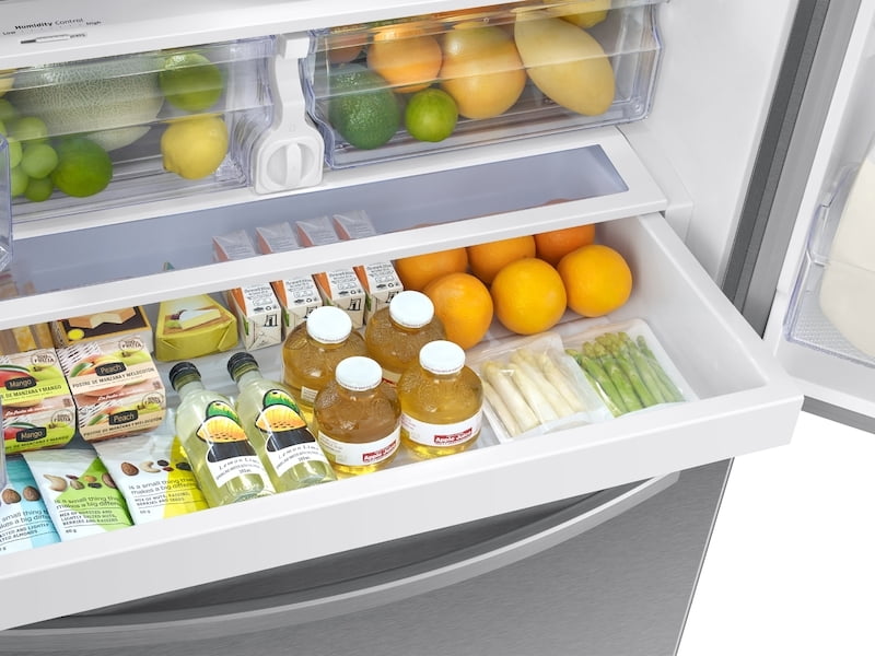 Samsung RF27T5501SR 26.5 Cu. Ft. Large Capacity 3-Door French Door Refrigerator With Family Hub™ And External Water & Ice Dispenser In Stainless Steel