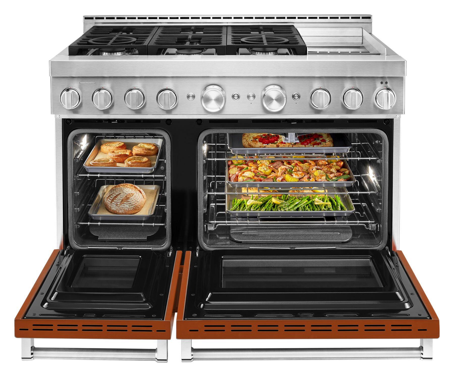Kitchenaid KFGC558JSC Kitchenaid® 48'' Smart Commercial-Style Gas Range With Griddle - Scorched Orange