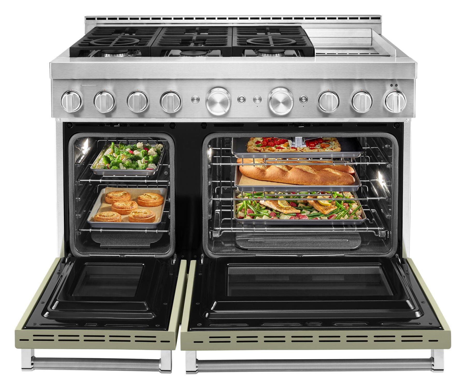 Kitchenaid KFGC558JAV Kitchenaid® 48'' Smart Commercial-Style Gas Range With Griddle - Avocado Cream