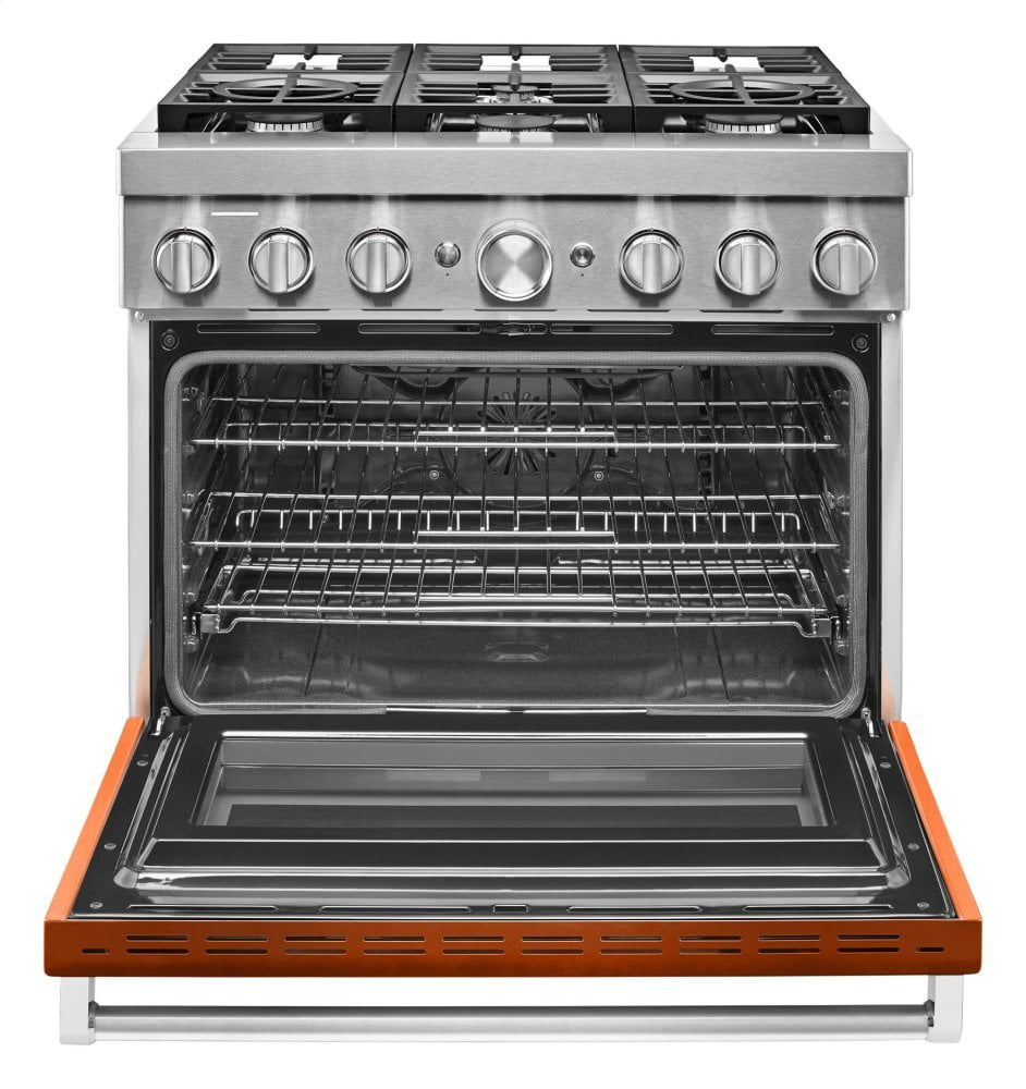 Kitchenaid KFDC506JSC Kitchenaid® 36'' Smart Commercial-Style Dual Fuel Range With 6 Burners - Scorched Orange