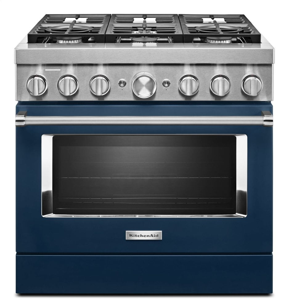 Kitchenaid KFDC506JIB Kitchenaid® 36'' Smart Commercial-Style Dual Fuel Range With 6 Burners - Ink Blue