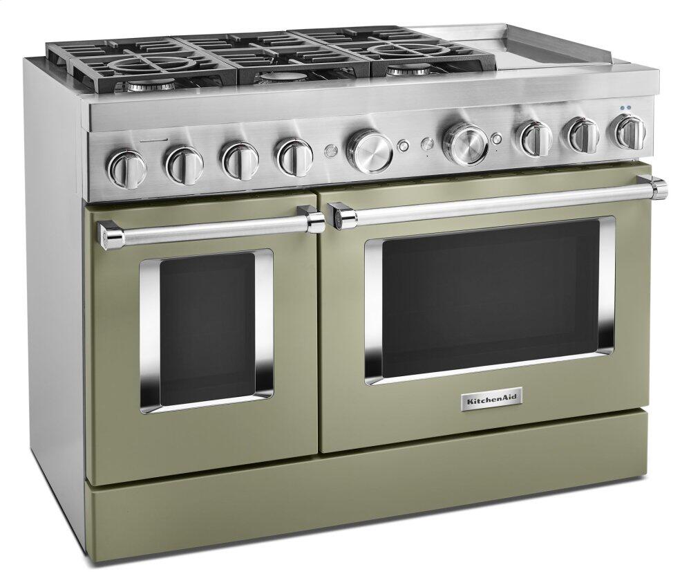 Kitchenaid KFDC558JAV Kitchenaid® 48'' Smart Commercial-Style Dual Fuel Range With Griddle - Avocado Cream