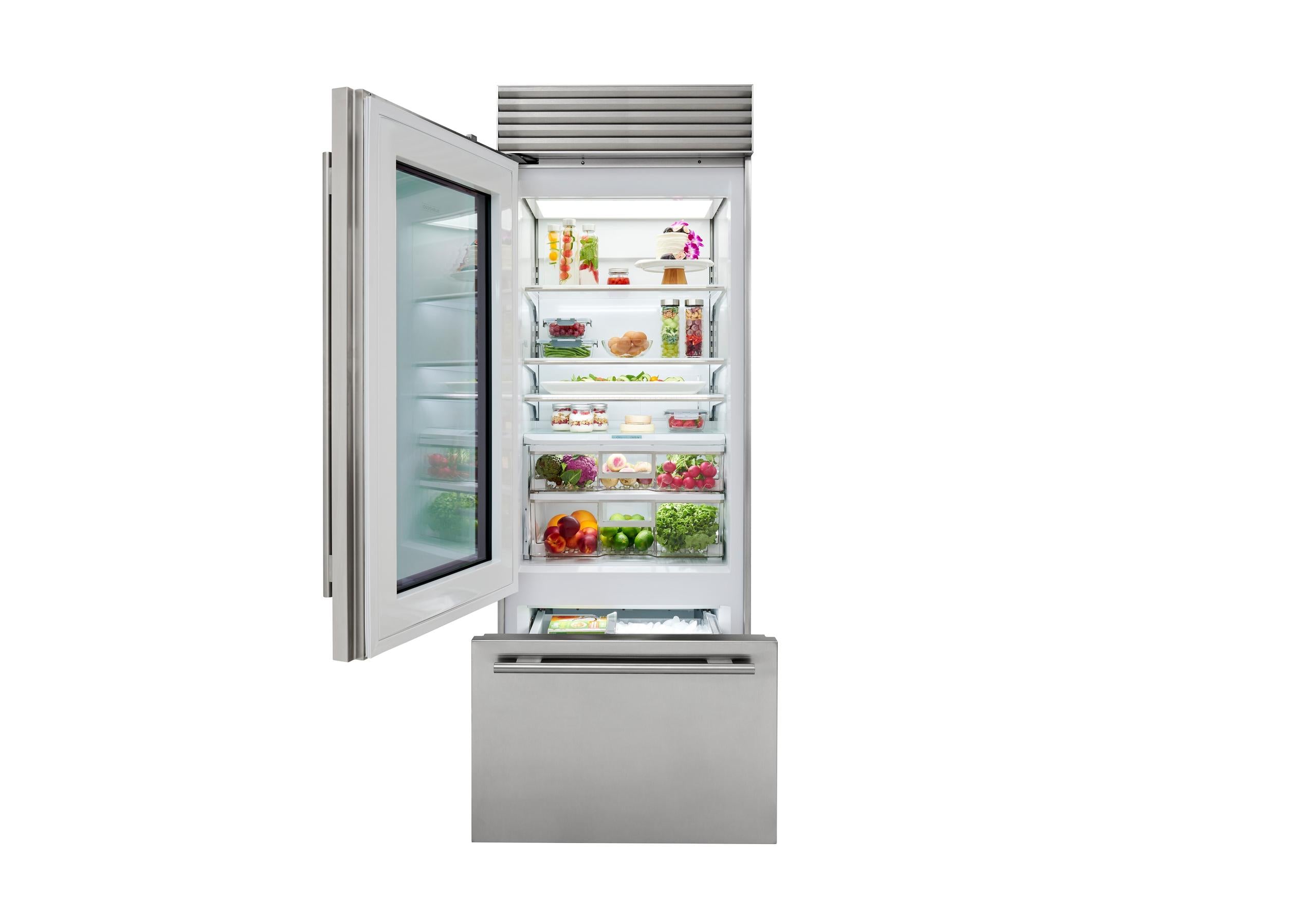 Sub-Zero CL3050UGSPR 30" Classic Over-And-Under Refrigerator/Freezer With Glass Door