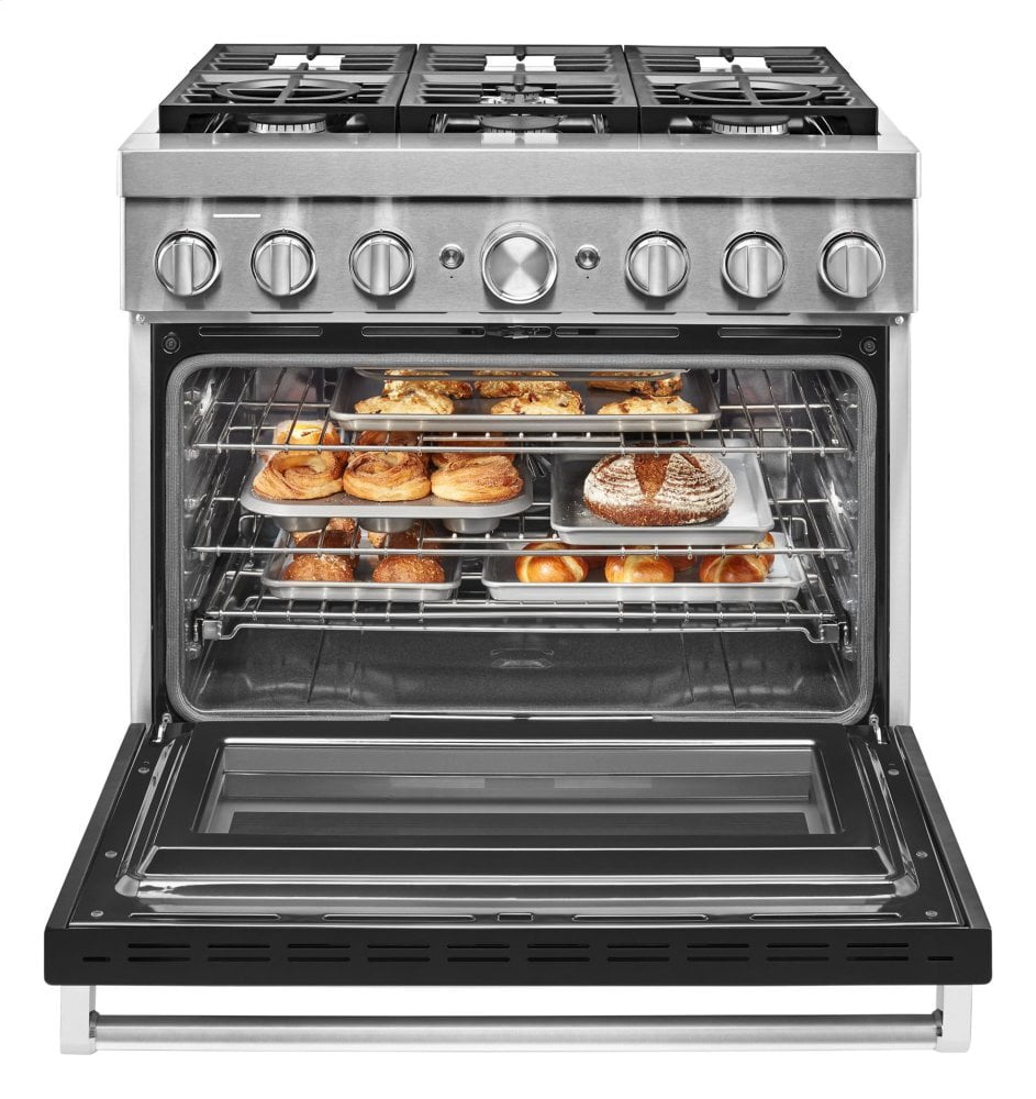 Kitchenaid KFDC506JBK Kitchenaid® 36'' Smart Commercial-Style Dual Fuel Range With 6 Burners - Imperial Black