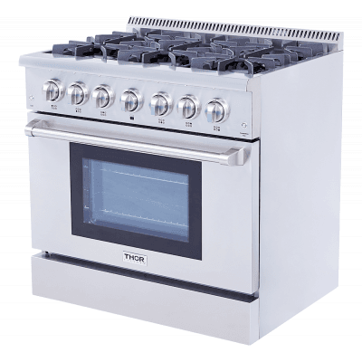 Thor Kitchen HRD3606U 36 Inch Professional Dual Fuel Range In Stainless Steel
