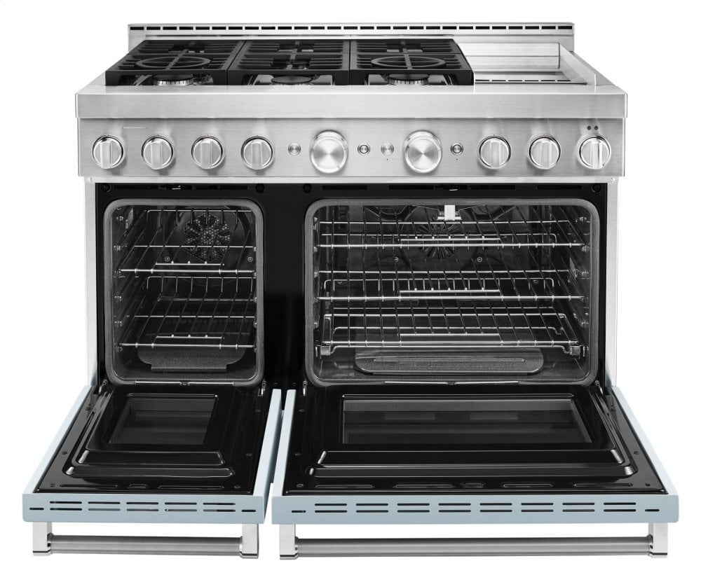 Kitchenaid KFGC558JMB Kitchenaid® 48'' Smart Commercial-Style Gas Range With Griddle - Misty Blue