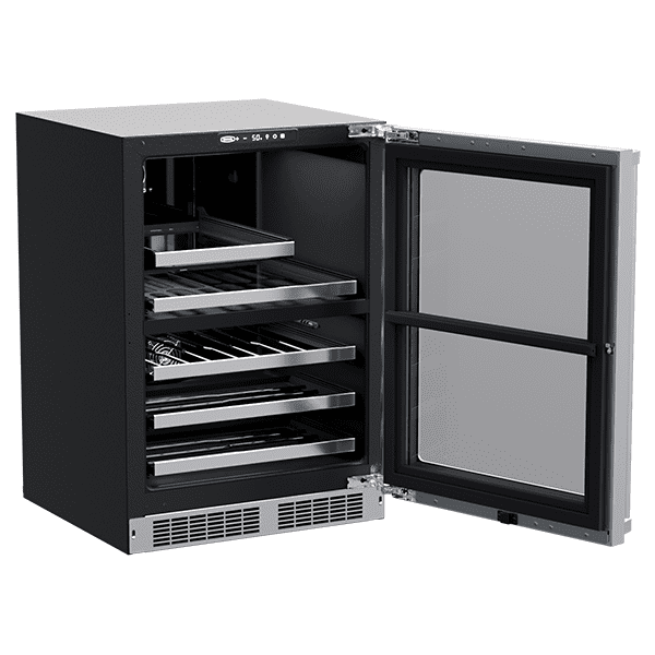 Marvel MPBD424SG31A 24-In Professional Built-In Dual Zone Wine And Beverage Center With Door Style - Stainless Steel Frame Glass