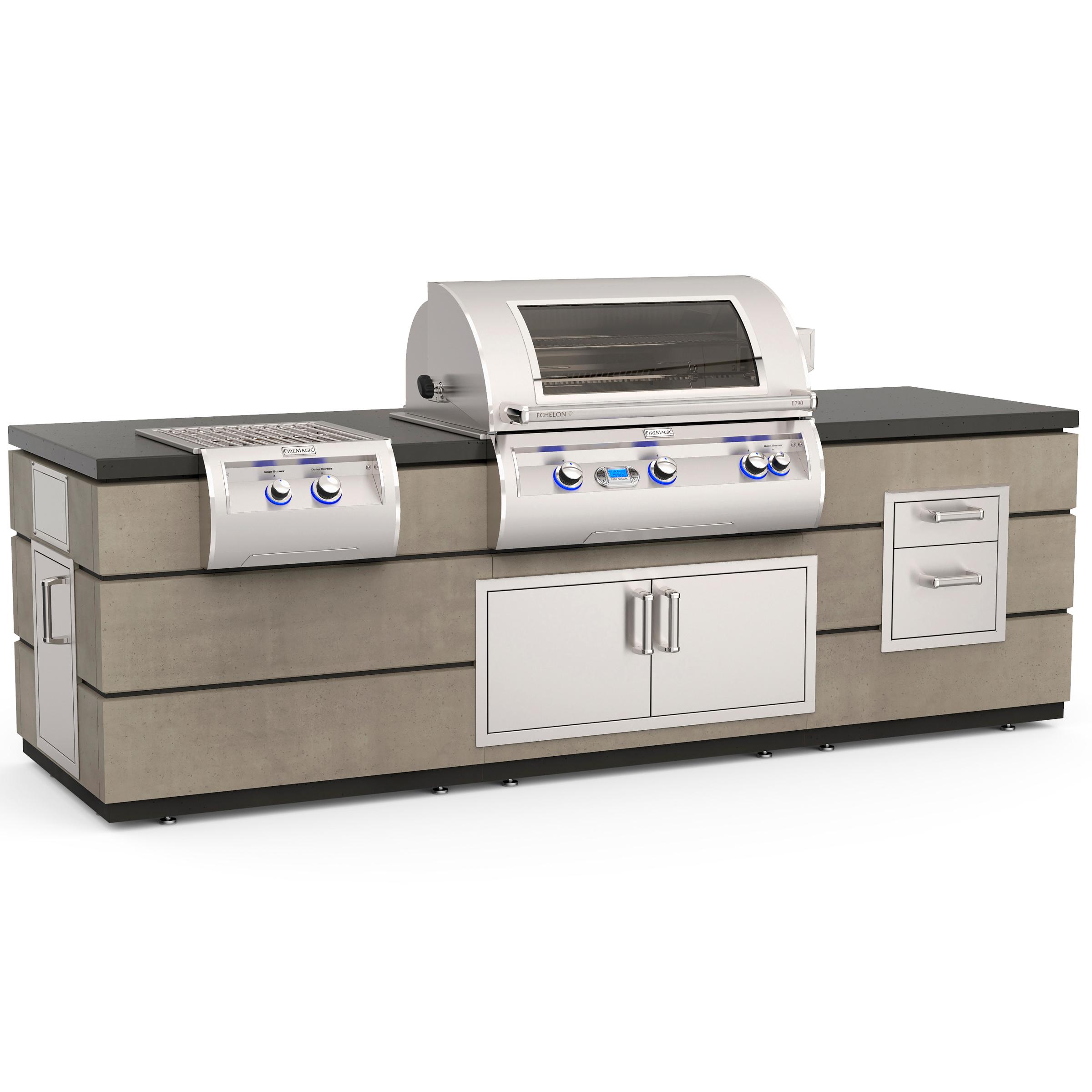 Fire Magic ID790SMR115BA Contemporary Island System With Double Drawer