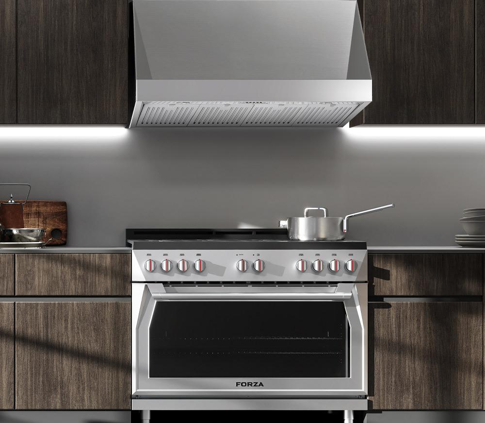 Forzacucina FH4824 48 Inch Professional Wall Mounted Range Hood, 24 Inches Tall