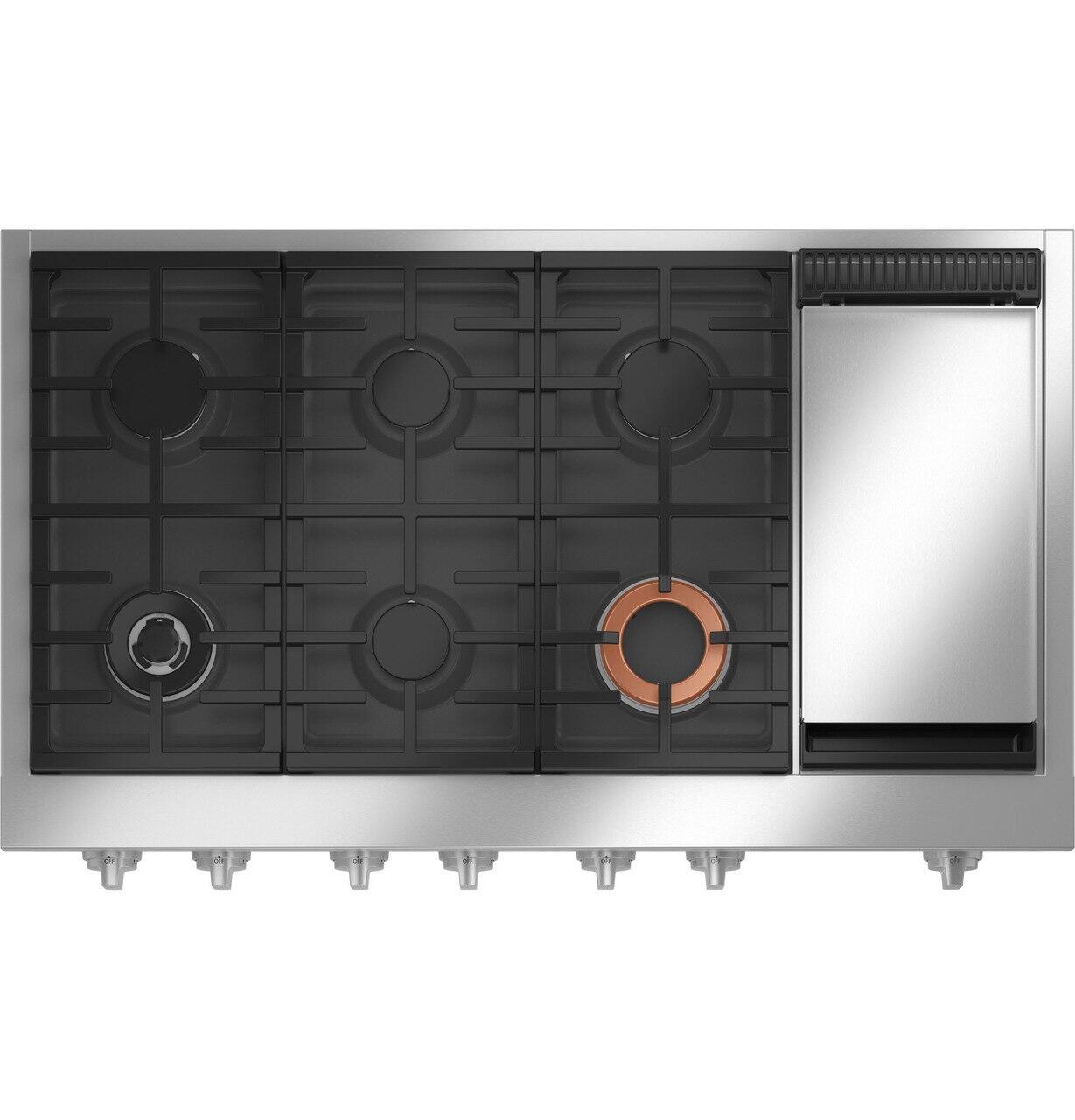 Cafe CGU486P2TS1 Café™ 48" Commercial-Style Gas Rangetop With 6 Burners And Integrated Griddle (Natural Gas)