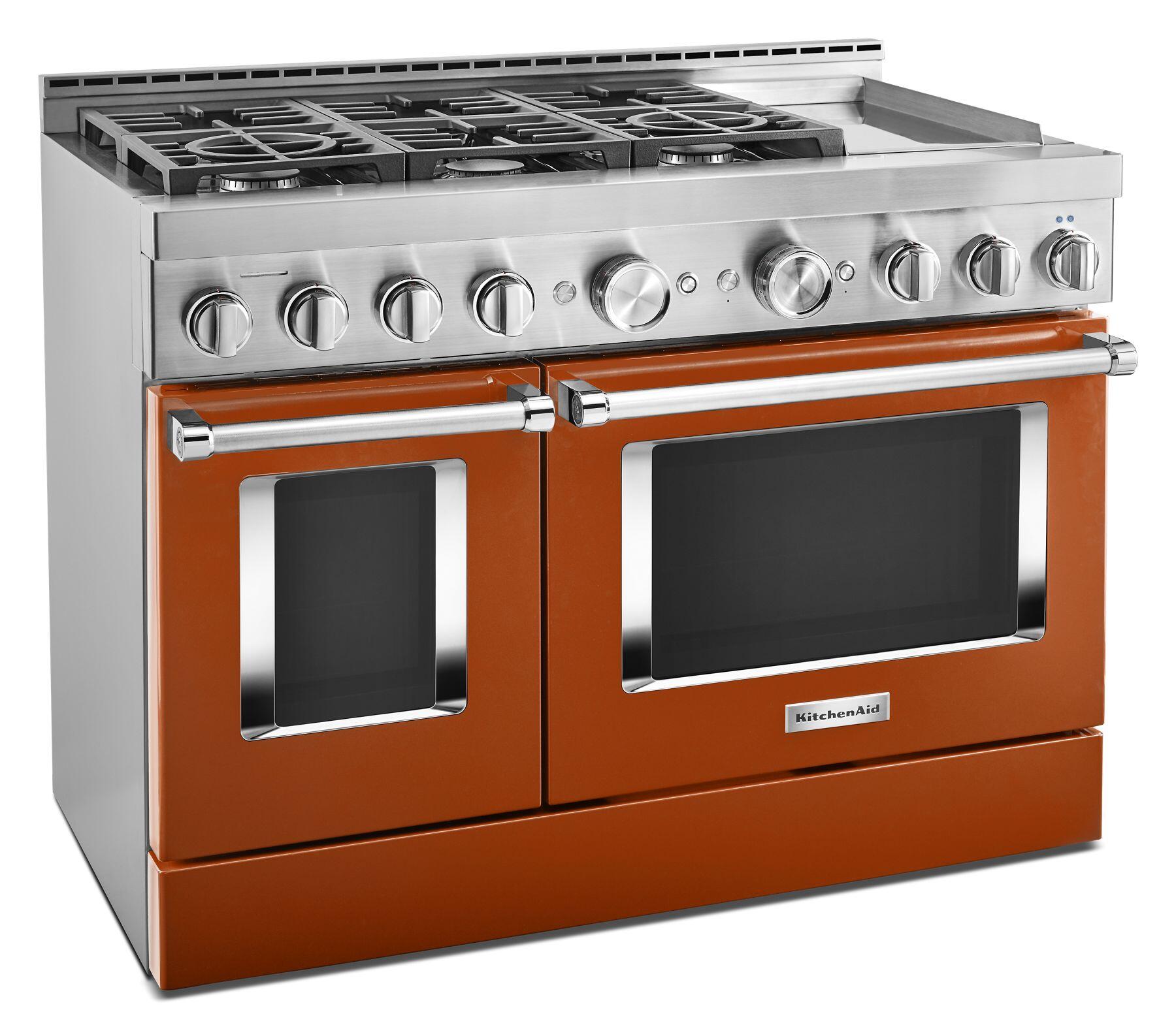 Kitchenaid KFGC558JSC Kitchenaid® 48'' Smart Commercial-Style Gas Range With Griddle - Scorched Orange
