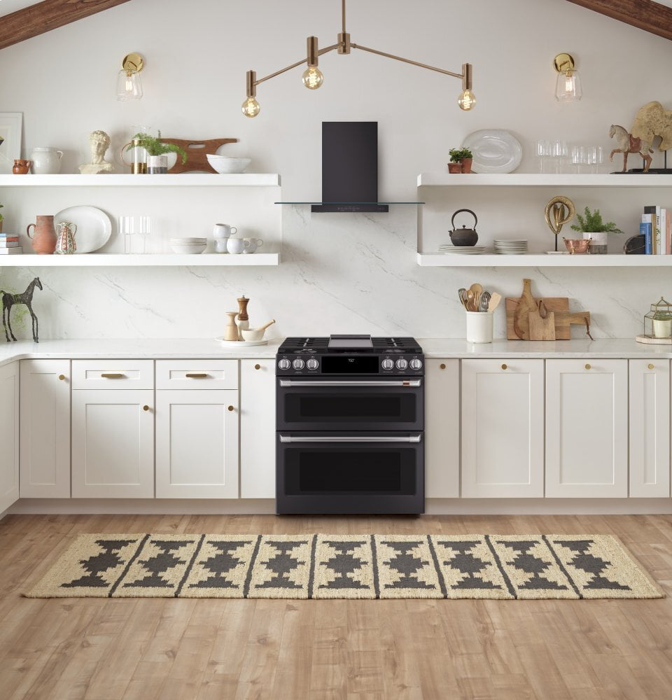 Cafe CGS750P3MD1 Café 30" Smart Slide-In, Front-Control, Gas Double-Oven Range With Convection