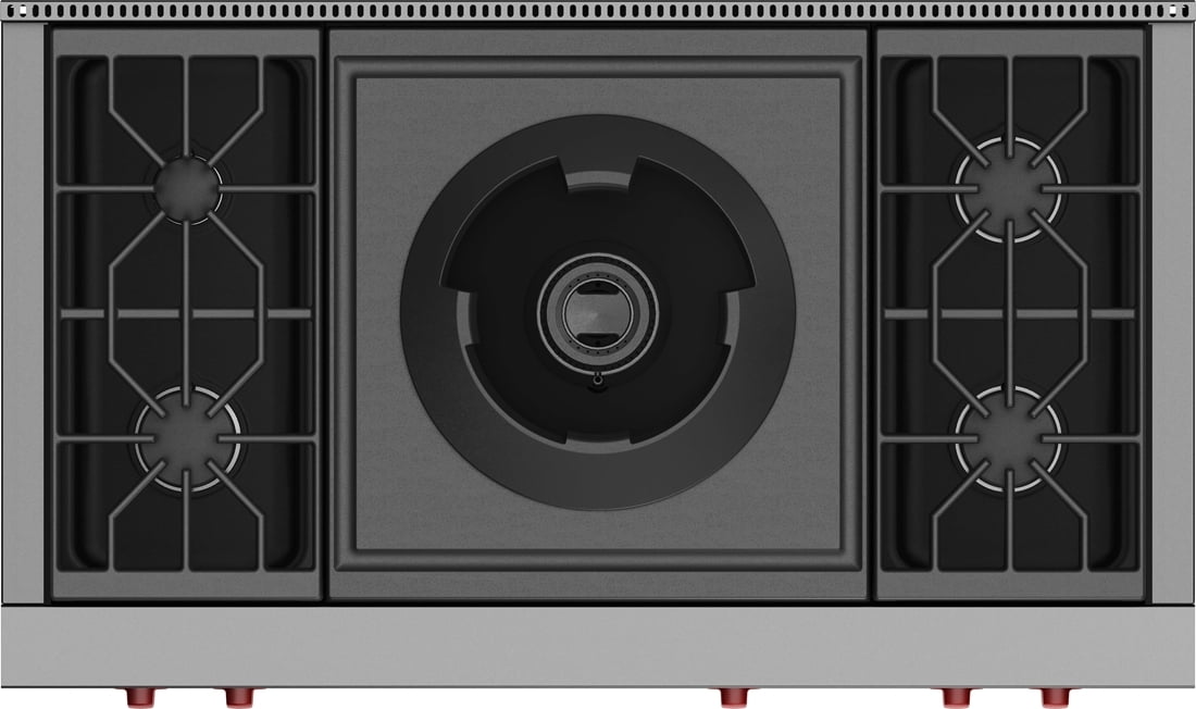 Wolf SRT484W 48" Sealed Burner Rangetop - 4 Burners And Wok Burner