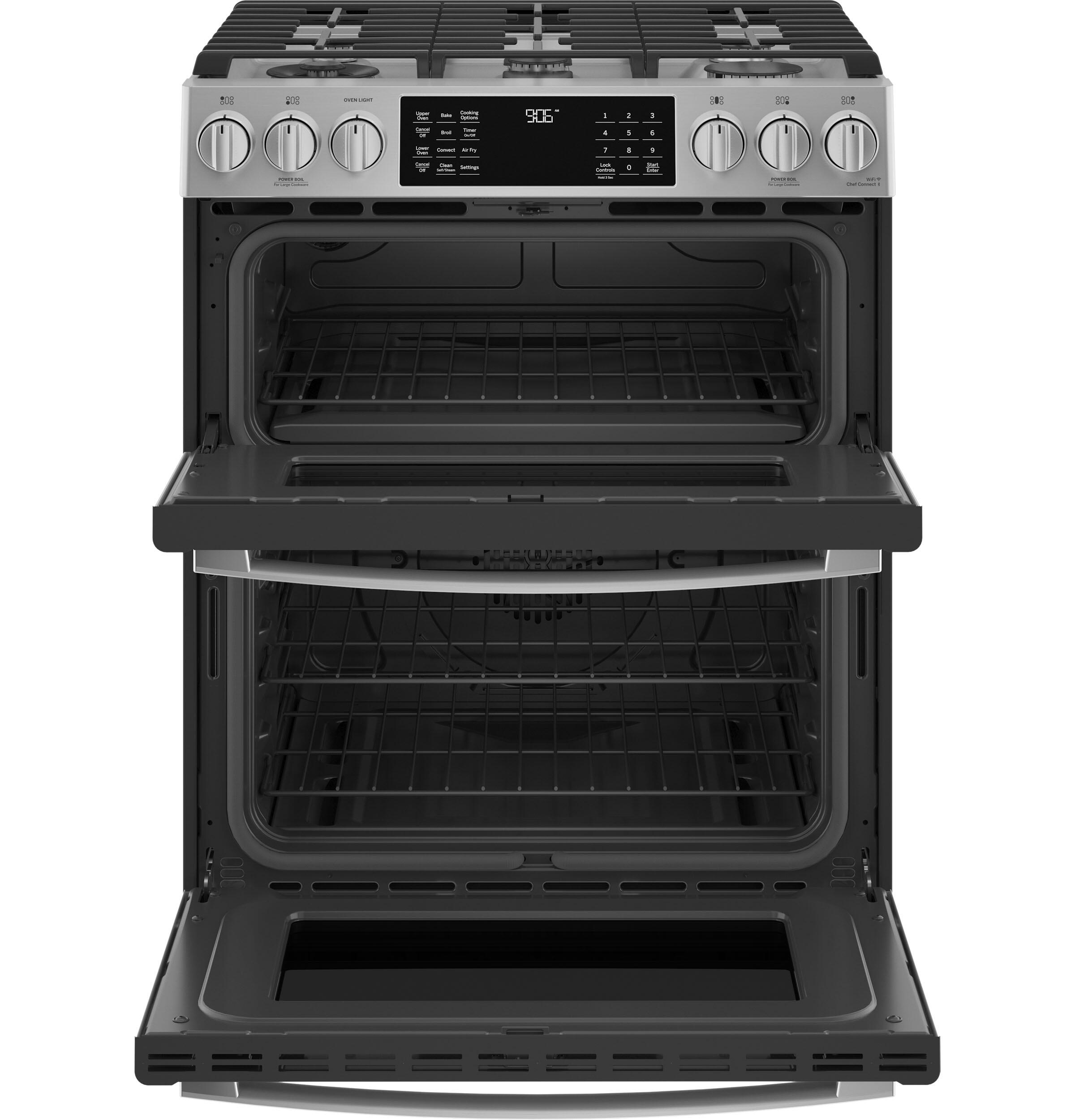 Ge Appliances PGS960YPFS Ge Profile™ 30" Smart Slide-In Front-Control Gas Double Oven Convection Fingerprint Resistant Range