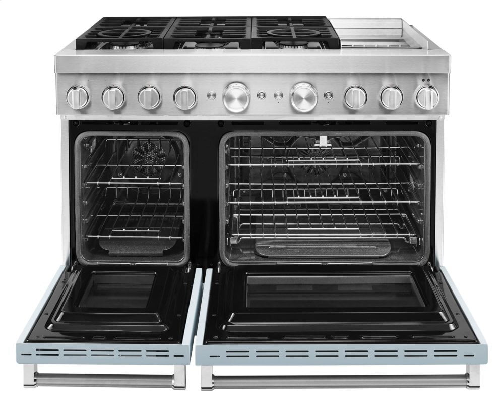 Kitchenaid KFDC558JMB Kitchenaid® 48'' Smart Commercial-Style Dual Fuel Range With Griddle - Misty Blue