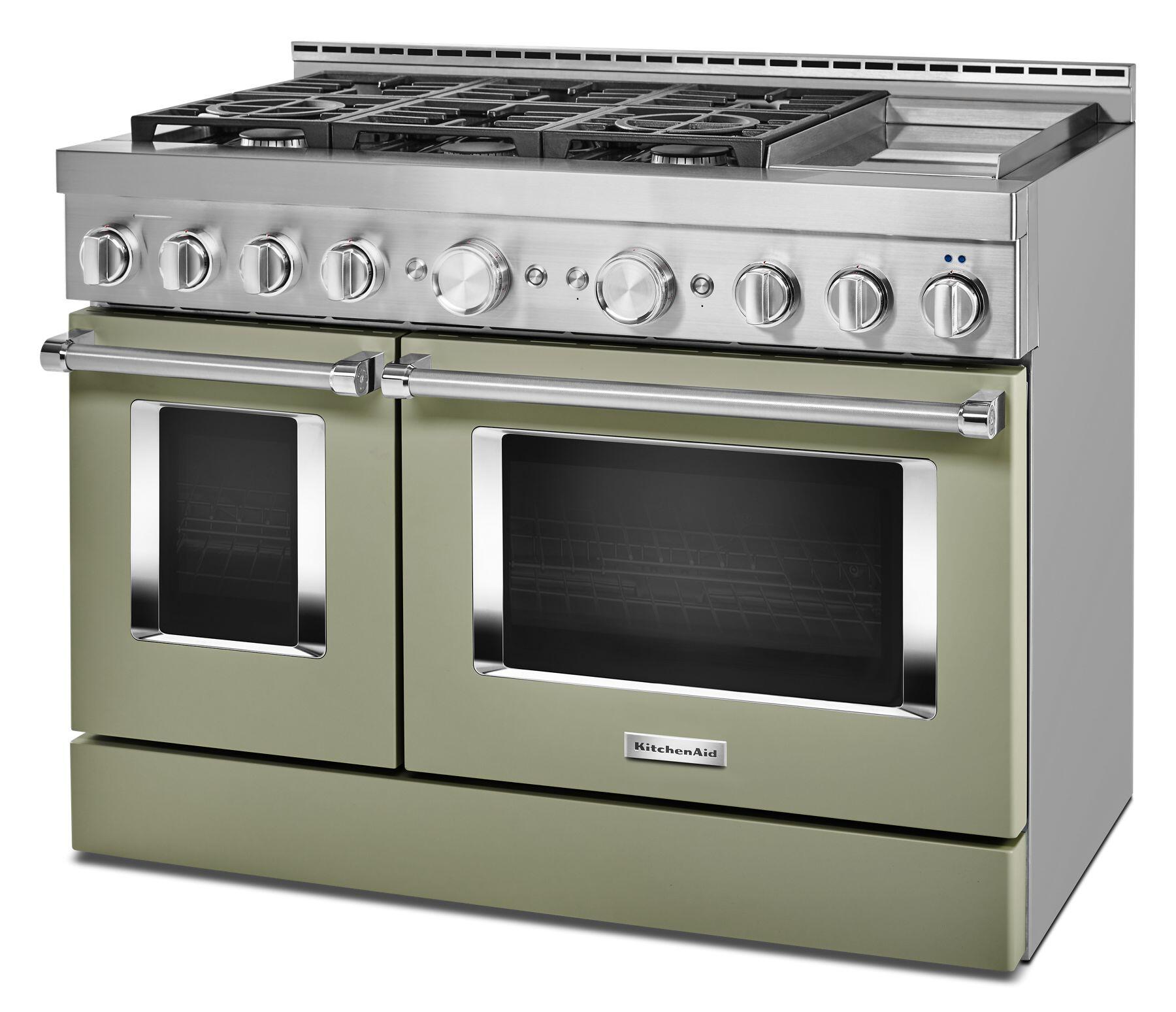 Kitchenaid KFGC558JAV Kitchenaid® 48'' Smart Commercial-Style Gas Range With Griddle - Avocado Cream
