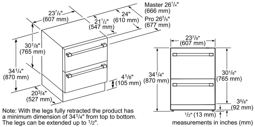 Thermador T24UR910DS 24-Inch Under-Counter Double Drawer Refrigerator
