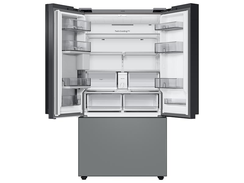 Samsung RF30BB69006M Bespoke 3-Door French Door Refrigerator (30 Cu. Ft.) - With Top Left And Family Hub™ Panel In White Glass - And Matte Grey Glass Bottom Door Panel
