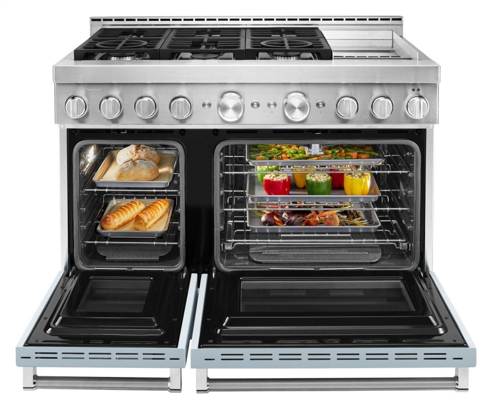 Kitchenaid KFGC558JMB Kitchenaid® 48'' Smart Commercial-Style Gas Range With Griddle - Misty Blue