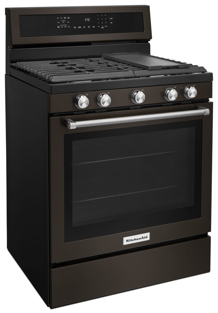 Kitchenaid KFGG500EBS 30-Inch 5-Burner Gas Convection Range - Black Stainless Steel With Printshield™ Finish