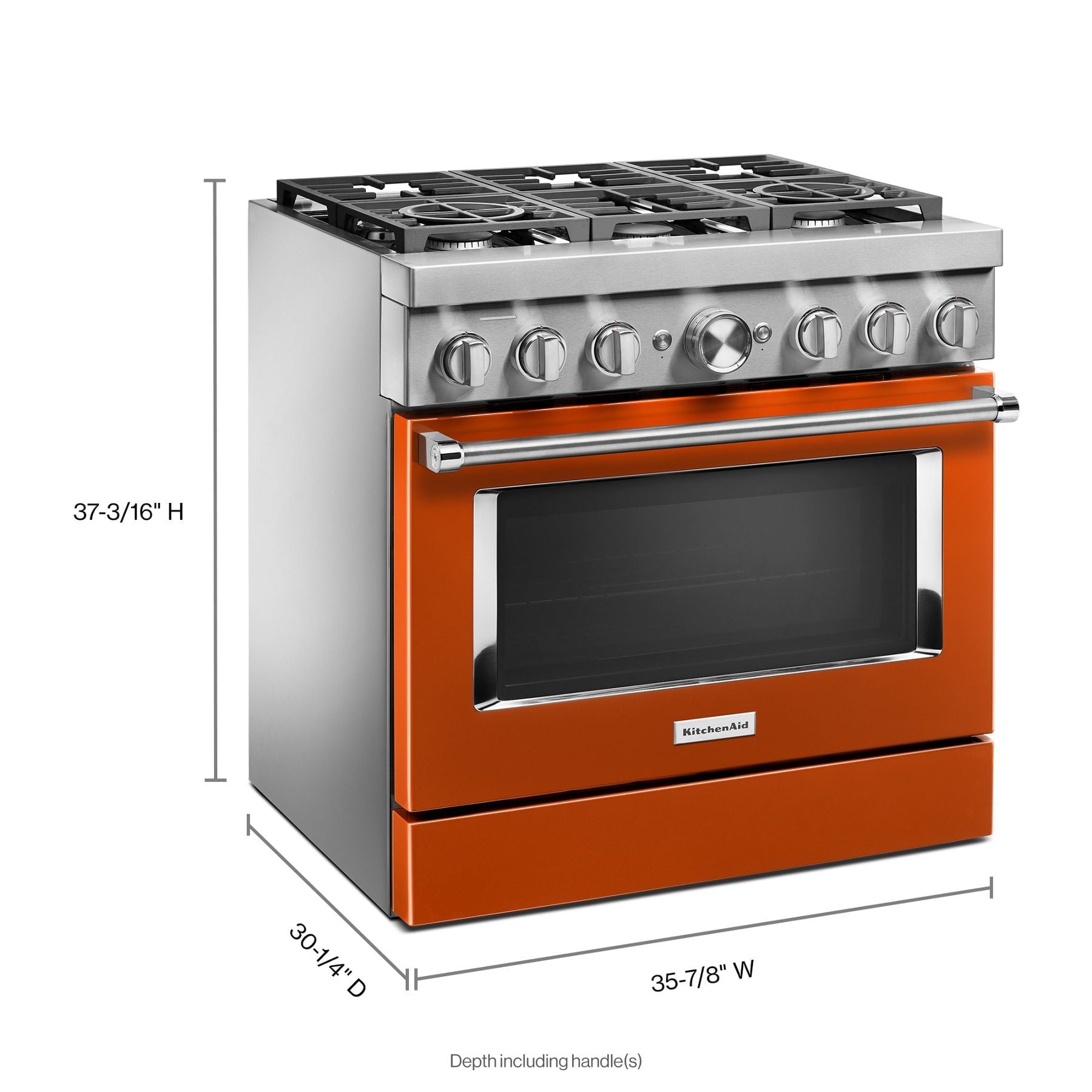 Kitchenaid KFDC506JSC Kitchenaid® 36'' Smart Commercial-Style Dual Fuel Range With 6 Burners - Scorched Orange