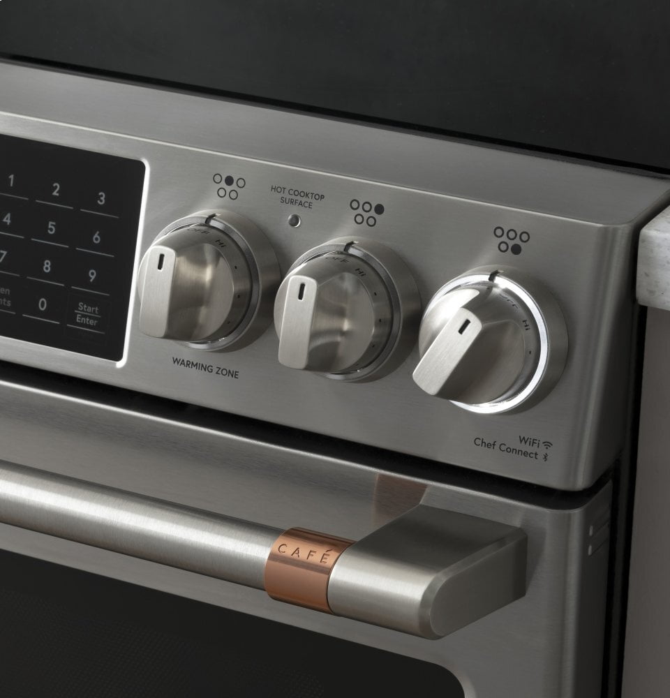 Cafe CHS900P2MS1 Café 30" Smart Slide-In, Front-Control, Induction And Convection Range With Warming Drawer