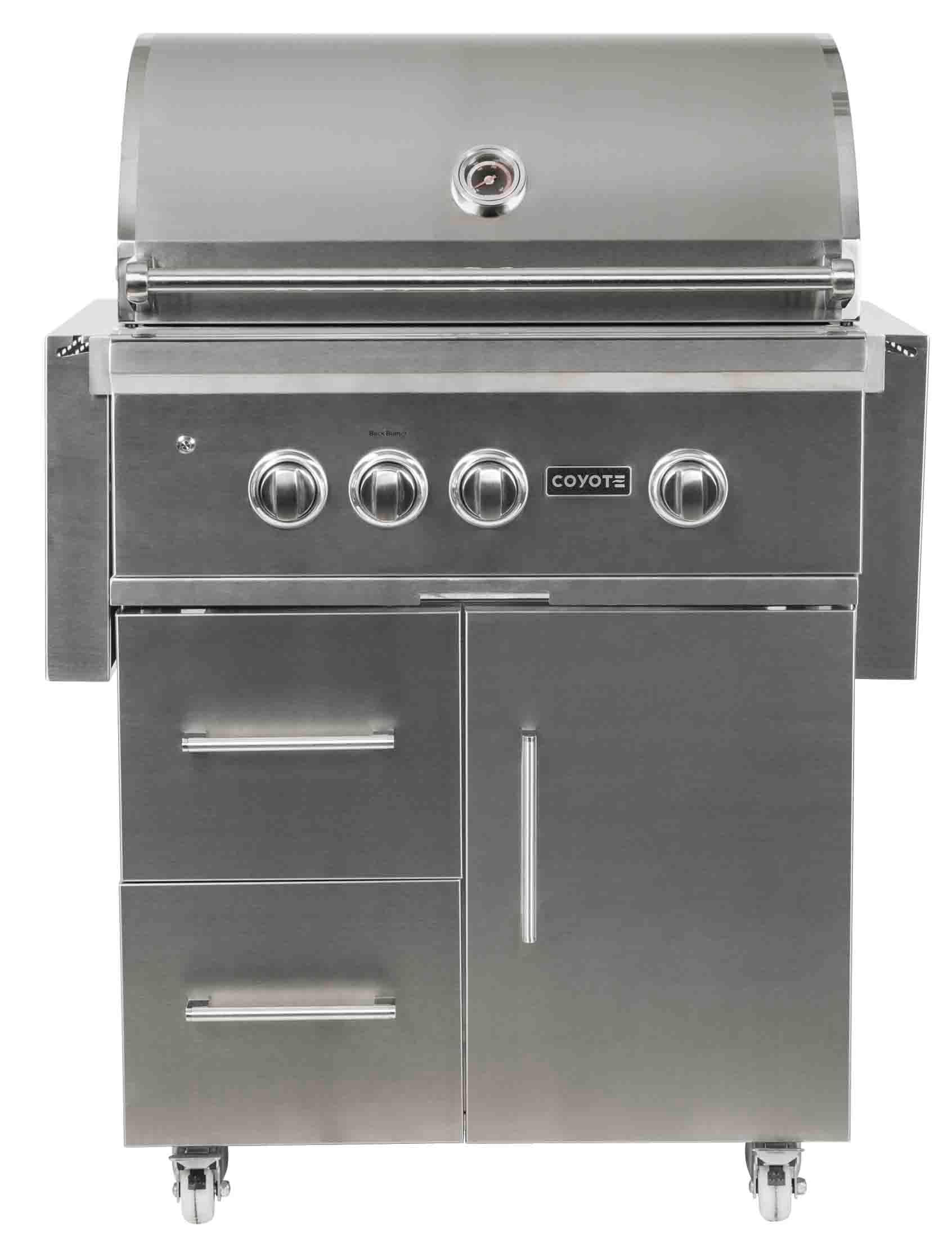 Coyote C2SL30LPFS 30" Grill On Cart Lp; Infinity Burners; Ceramics; Led'S