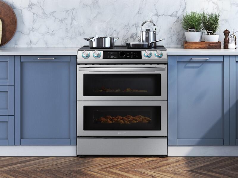 Samsung NE63T8951SS 6.3 Cu. Ft. Smart Slide-In Induction Range With Flex Duo™, Smart Dial & Air Fry In Stainless Steel