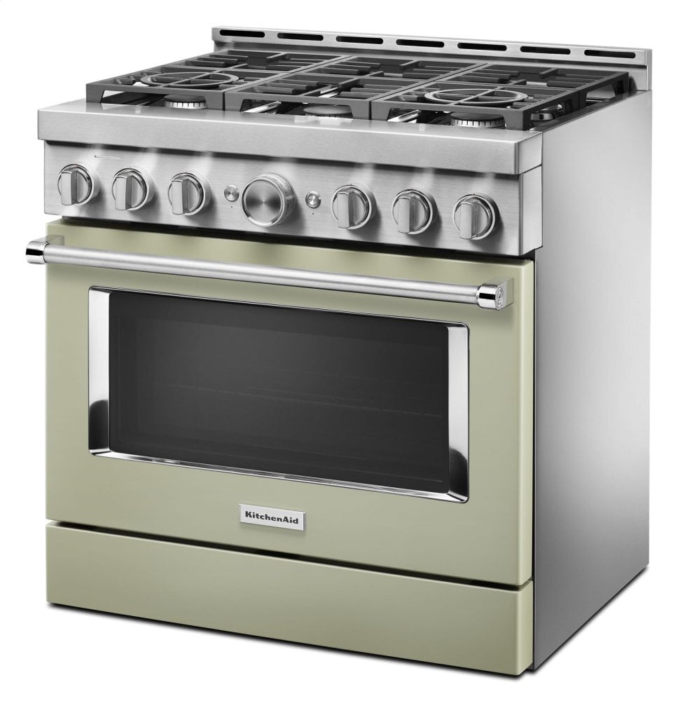 Kitchenaid KFGC506JAV Kitchenaid® 36'' Smart Commercial-Style Gas Range With 6 Burners - Avocado Cream