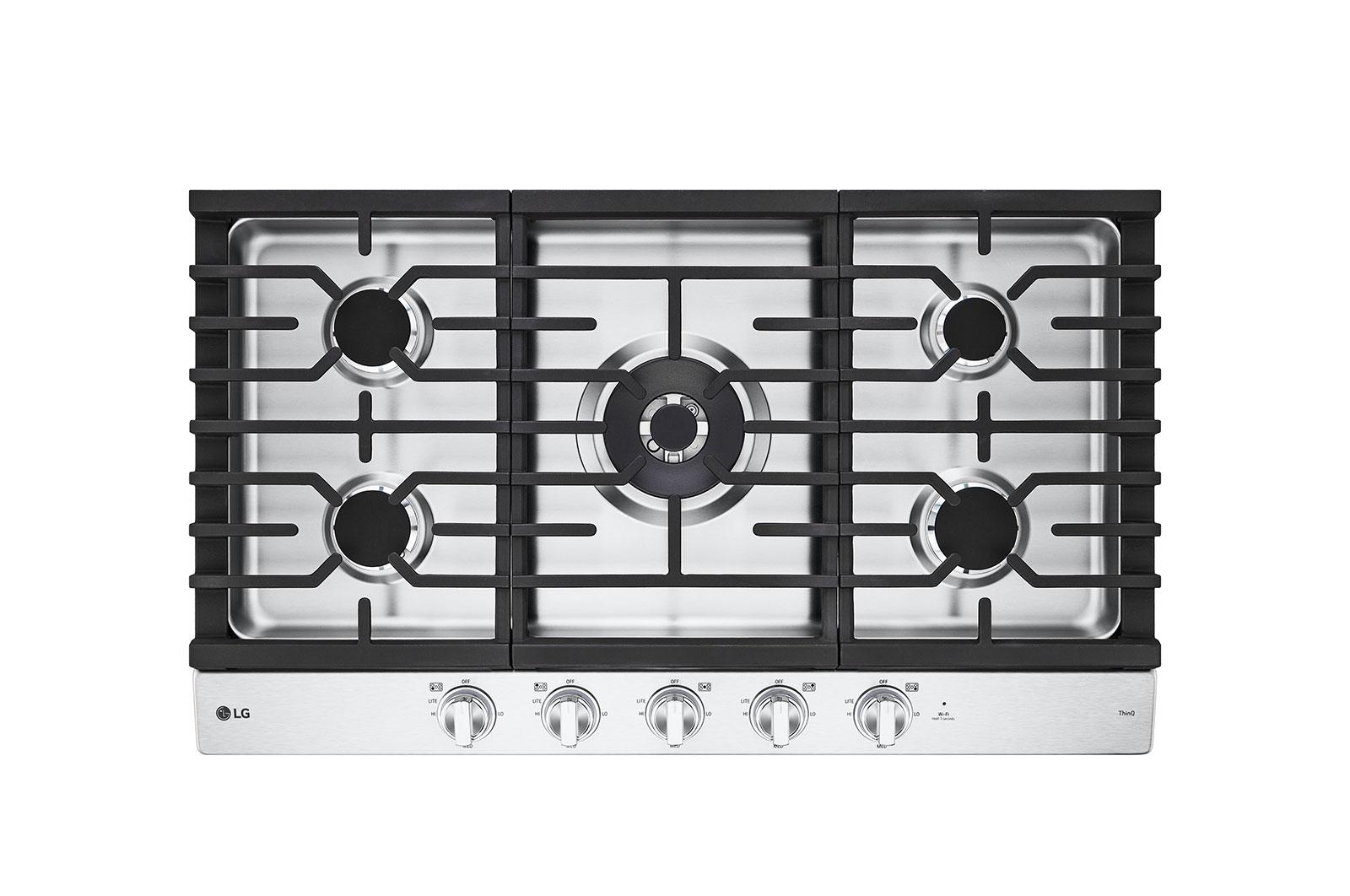 Lg CBGJ3627S 36" Smart Gas Cooktop With Ultraheat™ 22K Btu Dual Burner And Led Knobs