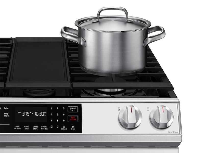 Samsung NX60CB831512 Bespoke 6.0 Cu. Ft. Smart Slide-In Gas Range With Air Fry & Convection In White Glass