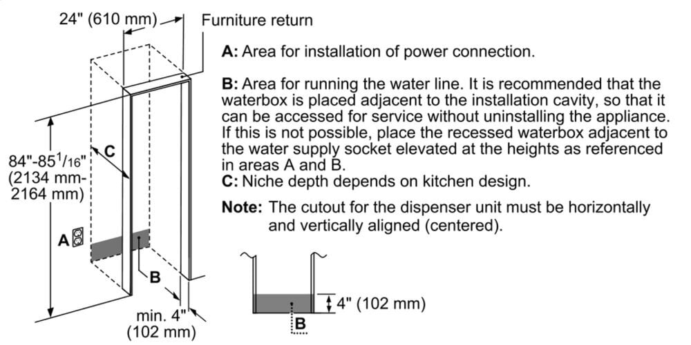 Thermador T24ID900LP 24-Inch Built-In Panel Ready Freezer Column With Ice & Water Dispenser, Left Side Door Swing.