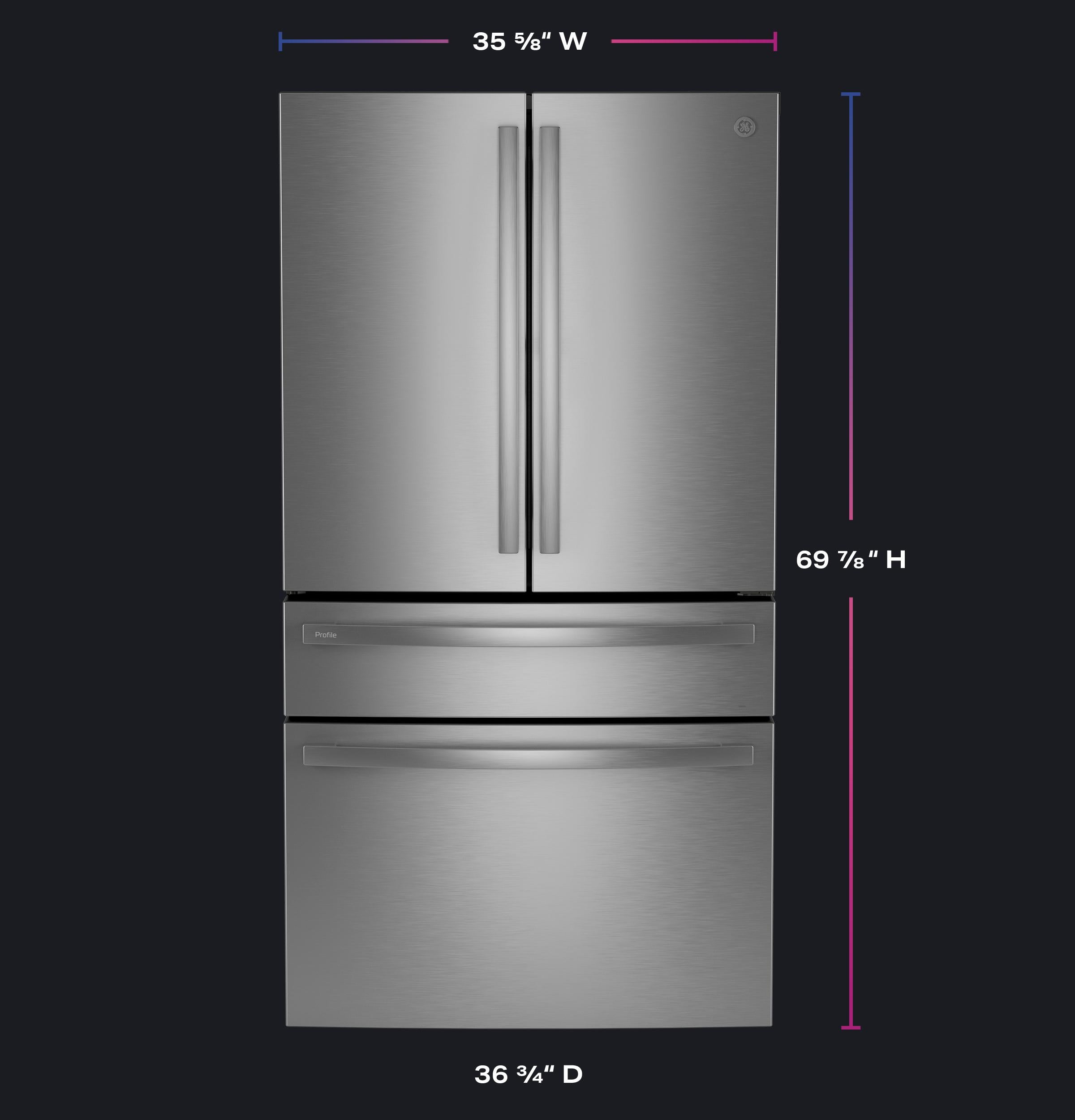 Ge Appliances PGE29BYTFS Ge Profile™ Series Energy Star® 28.7 Cu. Ft. Smart Fingerprint Resistant 4-Door French-Door Refrigerator With Dual-Dispense Autofill Pitcher