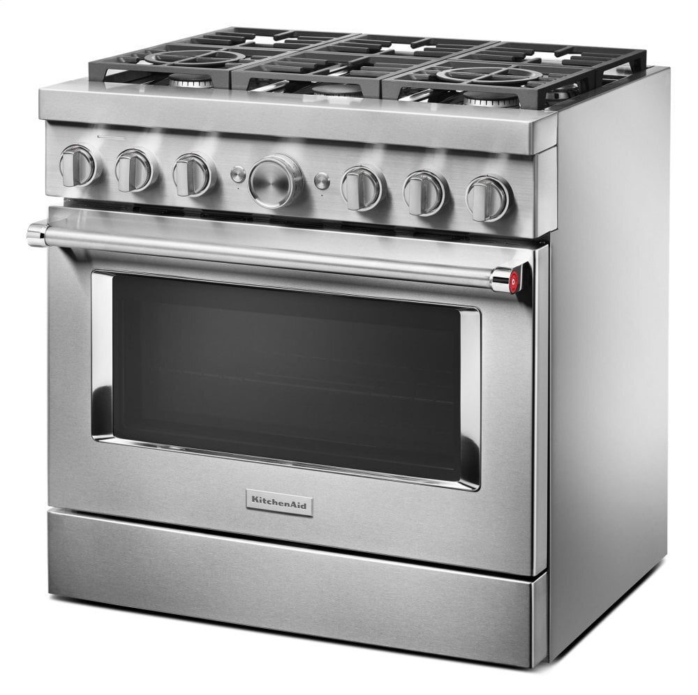 Kitchenaid KFDC506JSS Kitchenaid® 36'' Smart Commercial-Style Dual Fuel Range With 6 Burners - Stainless Steel