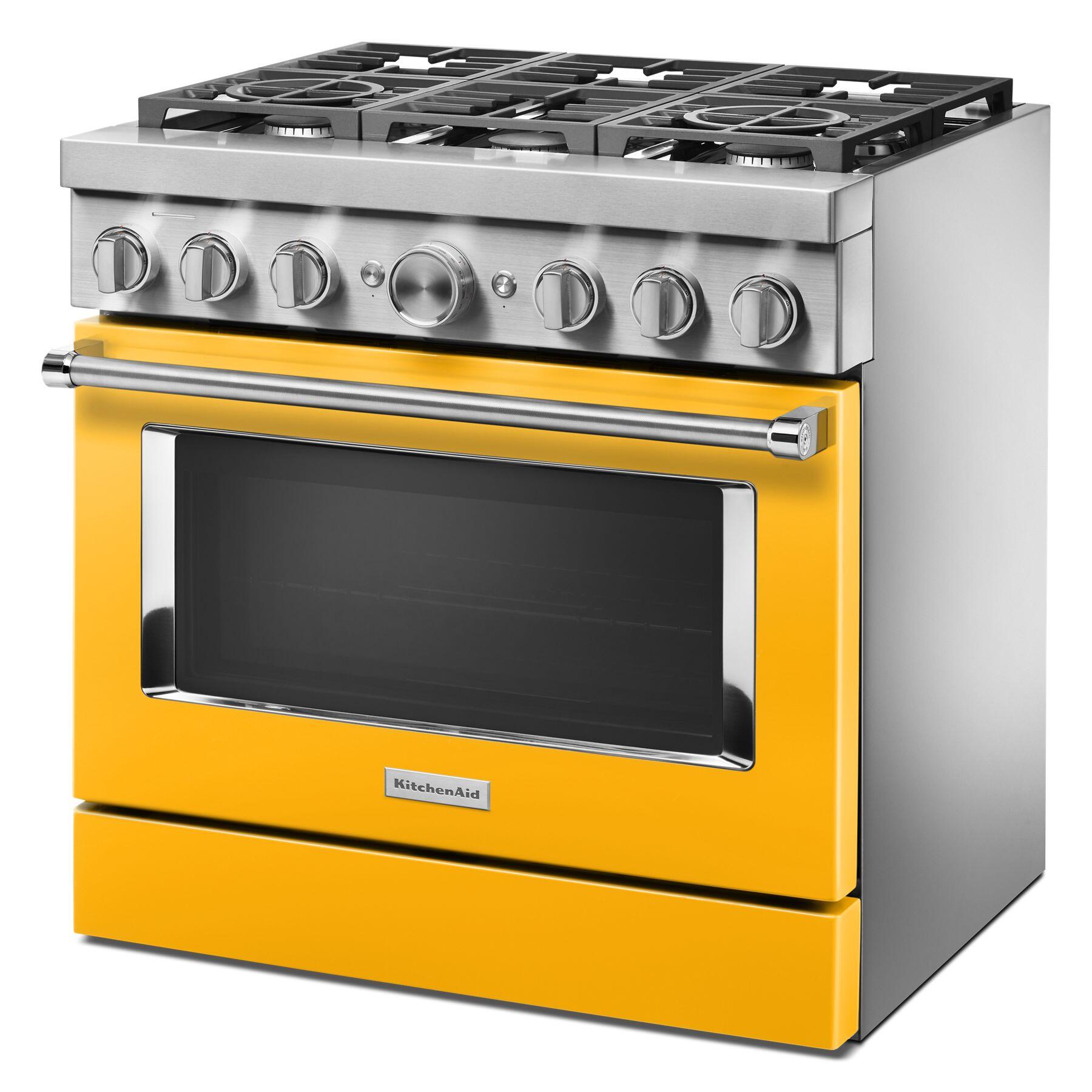 Kitchenaid KFDC506JYP Kitchenaid® 36'' Smart Commercial-Style Dual Fuel Range With 6 Burners - Yellow Pepper